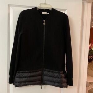 Moncler  black wool/puff cardigan size Small